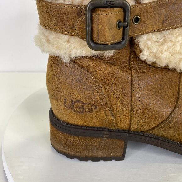 UGG Blayre II Shearling Leather Ankle Boot Womens 6 Chestnut Brown Winter Cozy - Picture 5 of 15